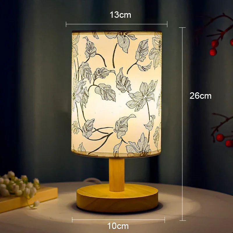 Lampe de table carrée à LED, dimmable, lampe de chevet avec abat-jour en tissu, décor de style chinois
