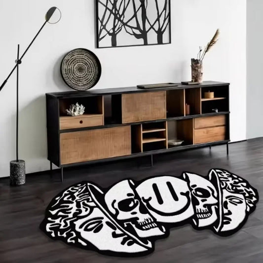 Tapis Américain VIKAMA Halloween Décoration Créative Tapis Motif Crâne Doux Unique Tapis de Porte Salon Chambre Décoration Intérieu
