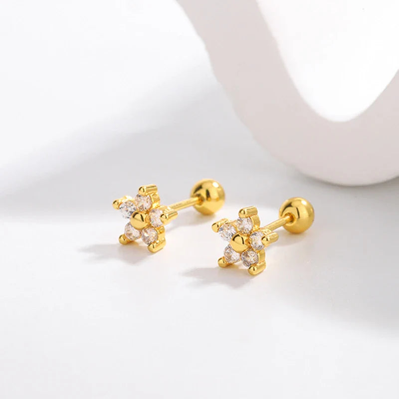 Heart Stud Earrings | Screw Back Cartilage Earrings for Women