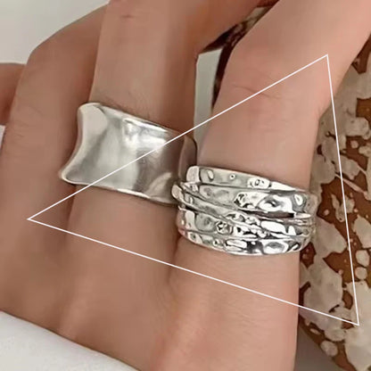 VENTFILLE 925 Sterling Silver Arched Wide Geometric Punk Ring | Asymmetric Cocktail Jewelry