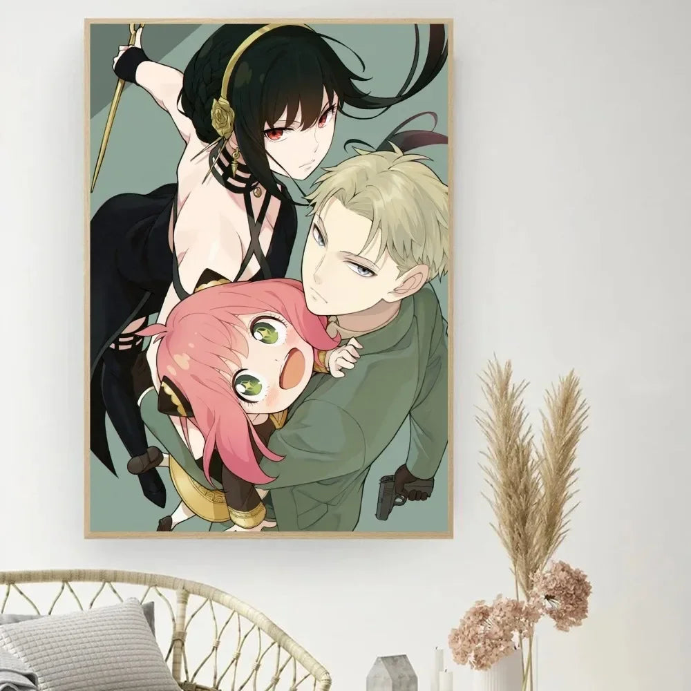 Lienzo clásico retro, anime "Spy X Family", póster impreso en HD, pintura decorativa para el hogar, sala de estar, dormitorio