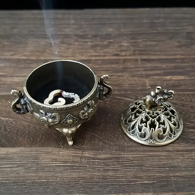 Elephant Triple-Legged Incense Burner | Metal Aromatherapy Decor