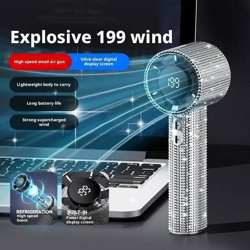 Portable Hand Fan High-Speed Turbo Misting Fan with Rechargeable Design
