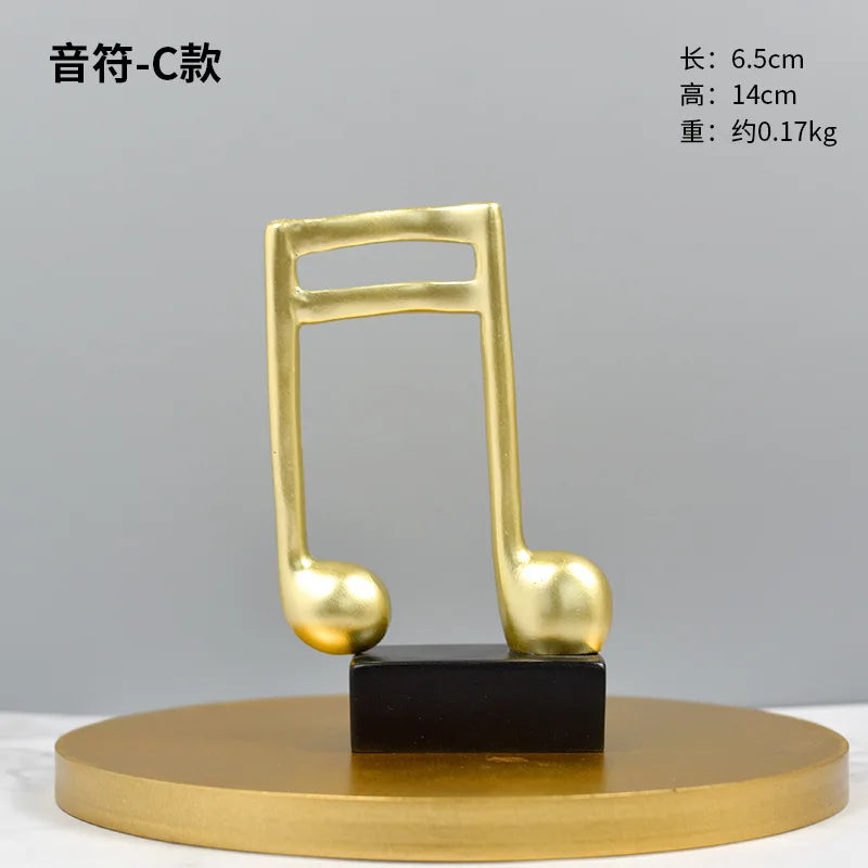 Set de 3 Piezas de Decoraciones de Notas Musicales, Regalos, Estatuas Musicales, Estatuas Modernas, Esculturas, Centros de Mesa, Artesanías, Dorado.