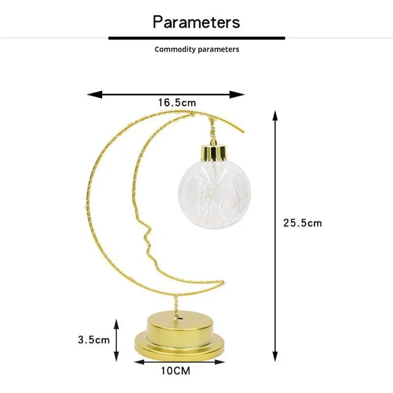 Moon Star LED Night Light Heart Iron Decor Indoor Lamp Gift Bedroom Ornament