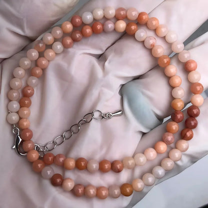 Natural Stone Bead Adjustable Necklace | Agate Opal Tigers Eye Quartz Crystal Jewelry