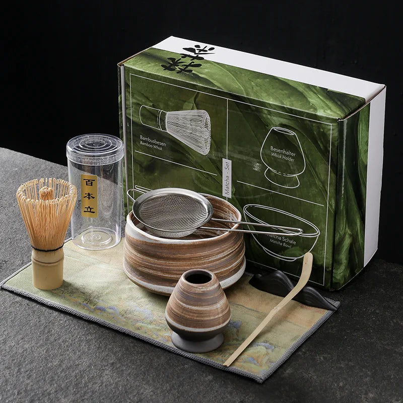 4PCS Outils de préparation de thé japonais Matcha DIY Fouet à Matcha en bambou Cuillère Bol Fouet à thé Brosses Accessoires de cérémonie