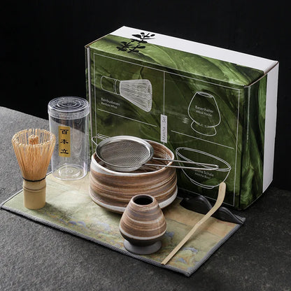 4PCS Outils de préparation de thé japonais Matcha DIY Fouet à Matcha en bambou Cuillère Bol Fouet à thé Brosses Accessoires de cérémonie