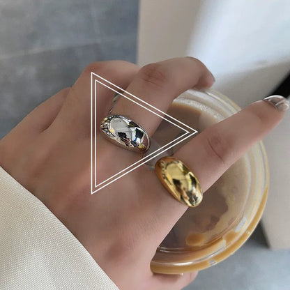 VENTFILLE 925 Sterling Silver Arched Wide Geometric Punk Ring | Asymmetric Cocktail Jewelry