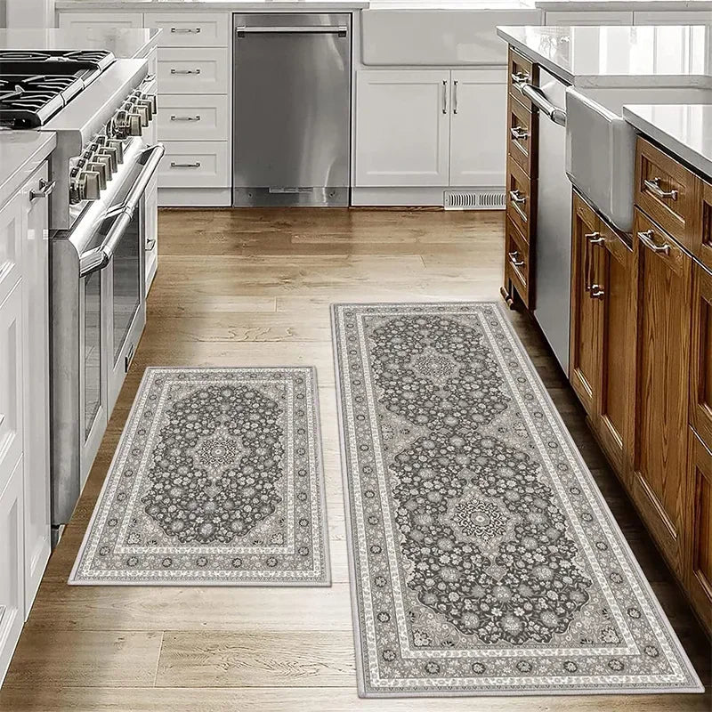 VIKAMA1/2PCS Tapis de sol de cuisine bohèmes antidérapants lavables Tapis de porte de salle de bain Tapis de sol de couloir Tapis de décoration intérieure