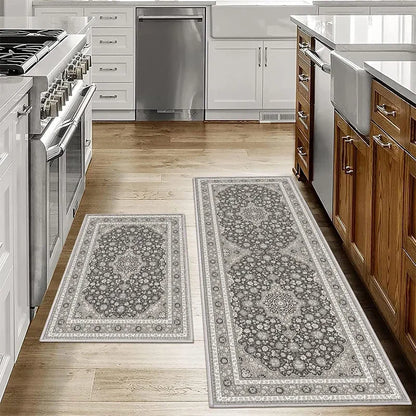 VIKAMA1/2PCS Tapis de sol de cuisine bohèmes antidérapants lavables Tapis de porte de salle de bain Tapis de sol de couloir Tapis de décoration intérieure