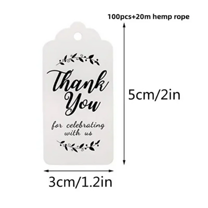 100pcs Kraft Tags with 20m Jute Twine | Handmade Gift Tag Set