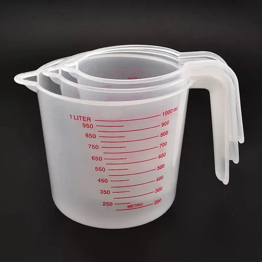 3pcs Plastic Liquid Measuring Cups Set | Baking Kitchen Tools with PVC Scale 250/500/1000ml
