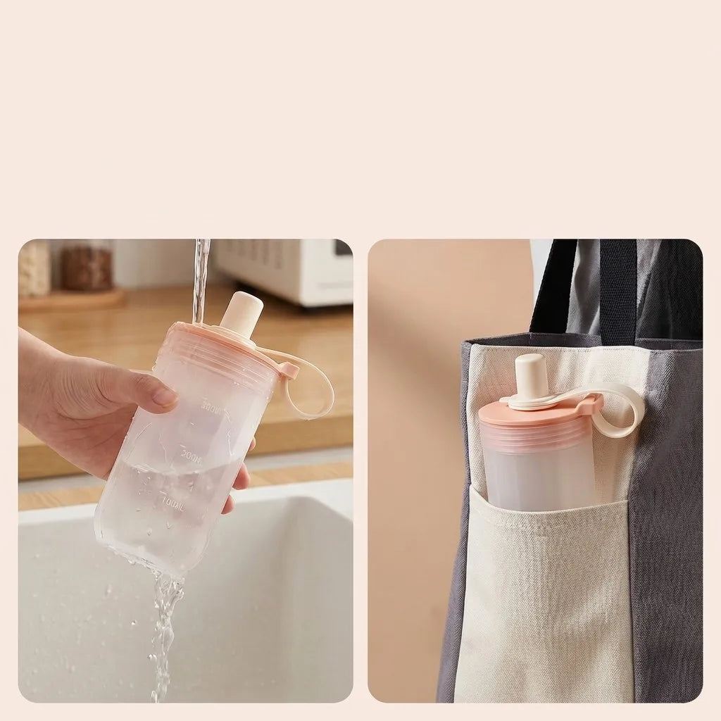 Clear Plastic Reusable Travel Mug | Leak-Proof Cup with Straw and Handle