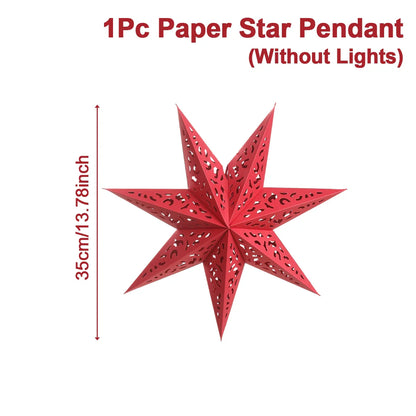 Christmas Paper Star Pendant Merry Christmas Decorations for Home 2025 Navidad Xmas Tree Hanging Lampshades Ornament New Year