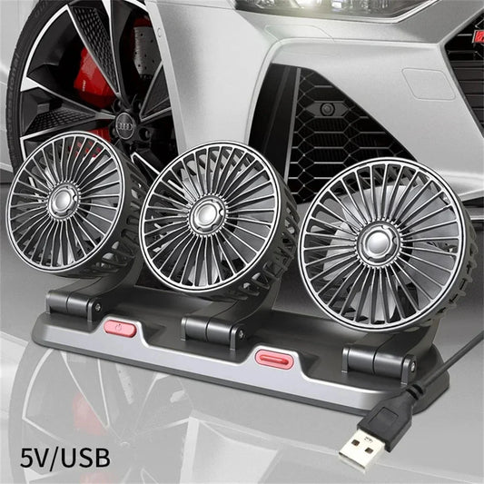 Dual Head Car Fan | 12 Volt Fan with 360° Rotation & Adjustable Airflow | Portable Cooling Solution for Cars