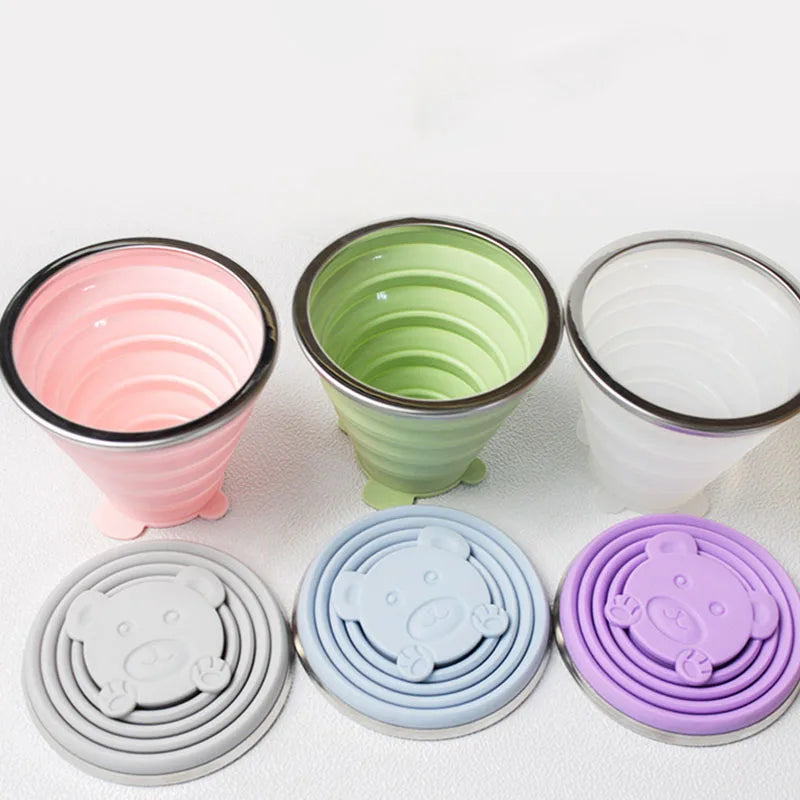 180ml Silicone Folding Travel Cup | Portable Collapsible Mug with Lid
