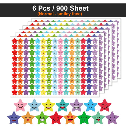 Happy Face Stars Reward Sticker Pack | 450-3000 Sheets for DIY Decor