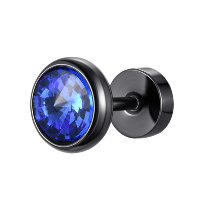 8mm Stainless Steel Screw Back Earrings for Men | Faceted Zircon Studs