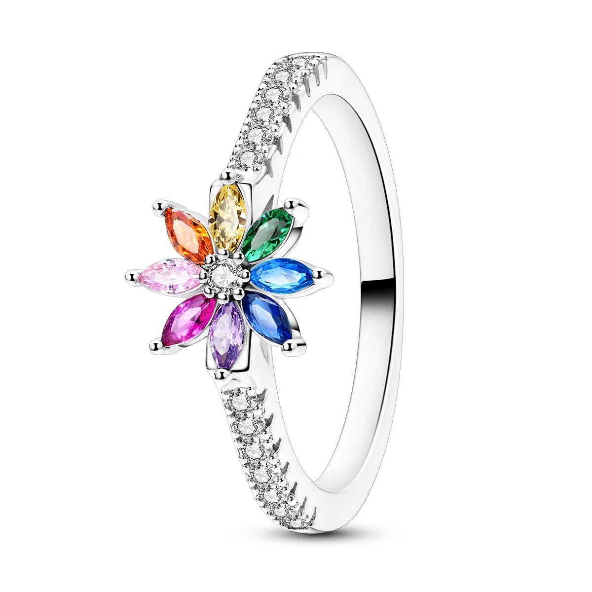 925 Sterling Silver Heart Ring with Cubic Zircon | Geometric Wedding Band for Women