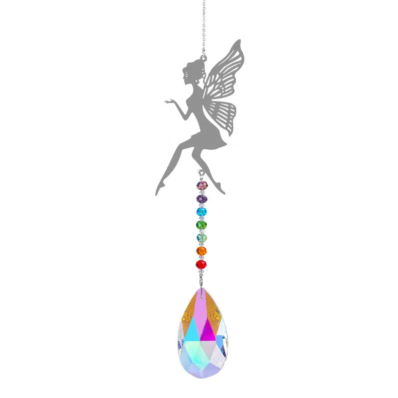 Attrape-soleil papillon en tôle d'animal avec pendentif boule de cristal prisme bricolage décoration suspendue décoration de fenêtre attrape-soleil de jardin