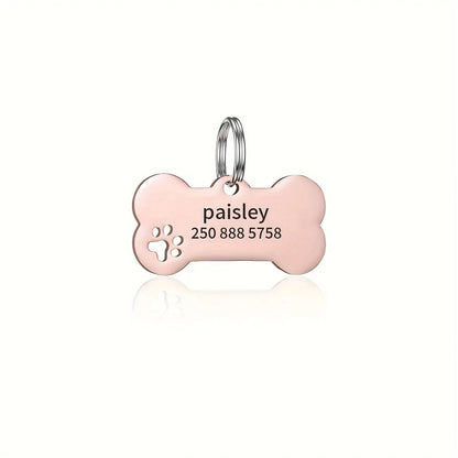 Personalized Dog Cat ID Tag | Custom Engraved Bone Shaped Pet Pendant