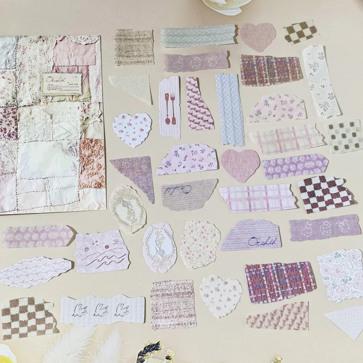 Vintage Paper Sticker Set for Junk Journal | 50-Pack Craft Supplies