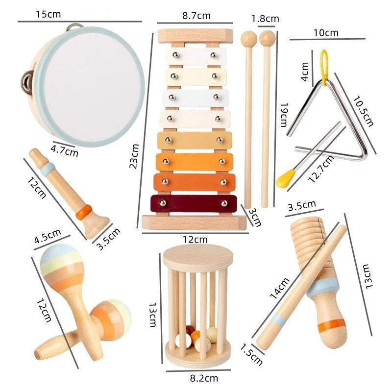 Kit de jouets éducatifs Montessori en bois pour enfants, ensemble d'instruments de musique xylophone