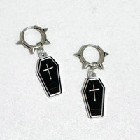 Gothic Coffin Cross Hoop Earrings | Punk Grunge Jewelry for Women