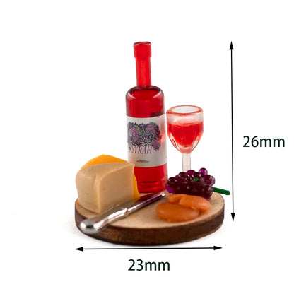 1/12 Doll House Miniature Cake Wine Dish Simulation Food Drinks Model Toys for Mini Scene Decoration Dollhouse Diy Accessories