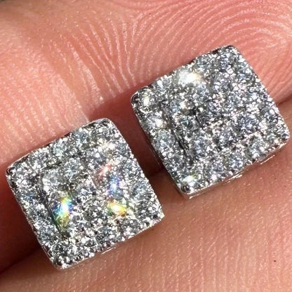 Square Cubic Zirconia Stud Earrings | Vintage Style for Women and Men