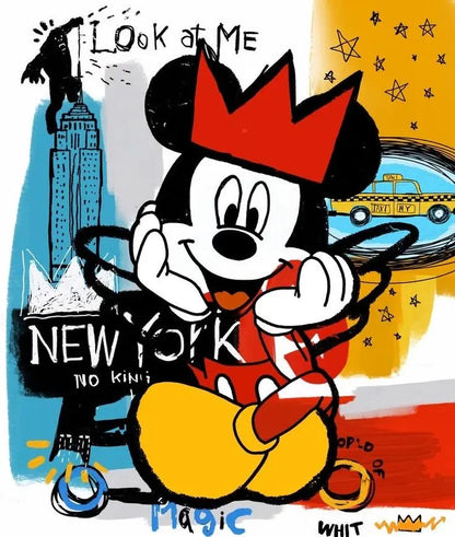 Mickey Mouse Minnie Street Graffiti Canvas Painting Prints Poster Creative Modern Wall Art Pictures Living Room Home Decor
