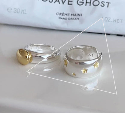 VENTFILLE 925 Sterling Silver Arched Wide Geometric Punk Ring | Asymmetric Cocktail Jewelry