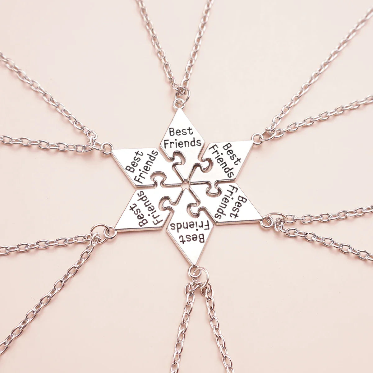 Friendship Pendant Necklace Set for Women | 6 Pcs BFF Jewelry Gift