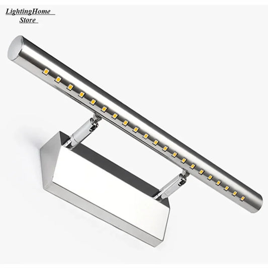 Lámpara de espejo de acero inoxidable de 5W con LED impermeable, giratoria, superbrillante, SMD5050, para gabinete de baño con interruptor