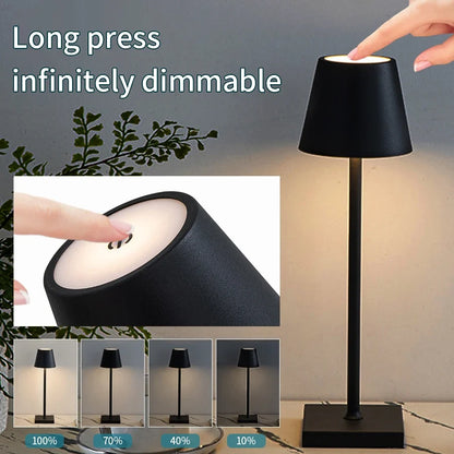 LED Table Lamp | 3 Level Dimmable Wireless Touch Desk Light USB Rechargeable Lamp