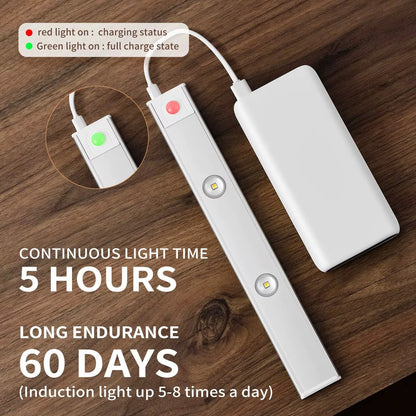 Lampe de Nuit LED Sans Fil USB à Détecteur de Mouvement pour Éclairage Sous Armoire
