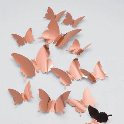 12pcs Modern 3D Mirror Acrylic Butterfly Wall Stickers | DIY Home Decoration Set