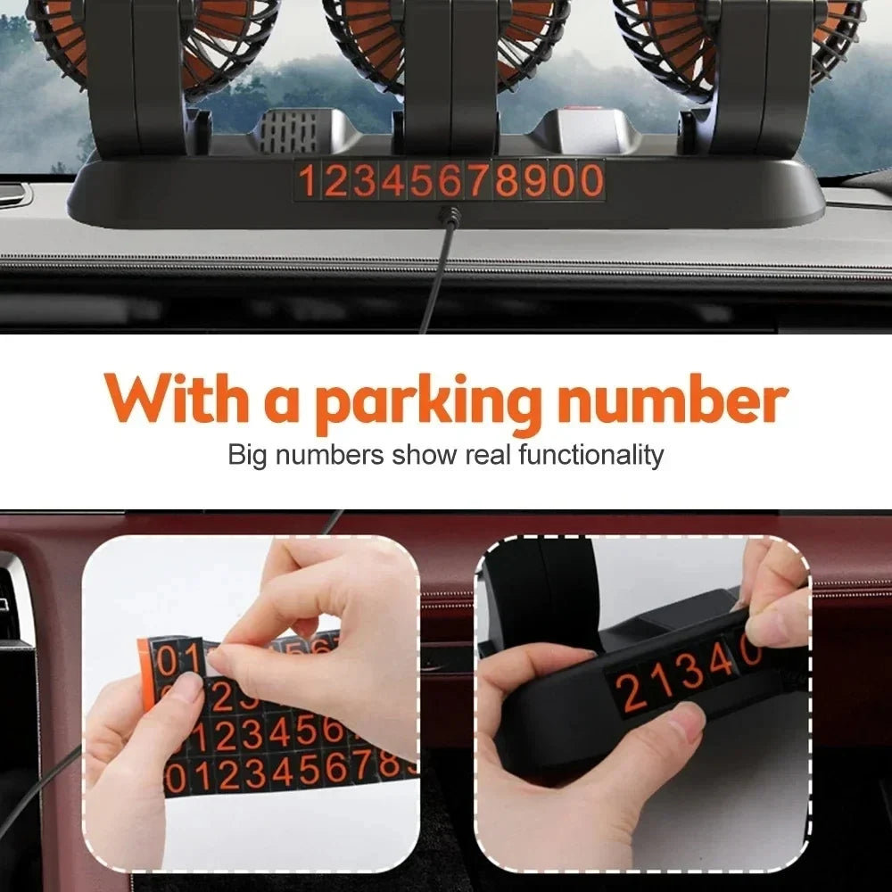 Dual Head Car Fan | 12 Volt Fan with 360° Rotation & Adjustable Airflow | Portable Cooling Solution for Cars