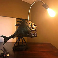 Retro Table Lamp Angler Fish Night Light Flexible Lamp Head Artistic Table Lamps for Home Bar Cafe Home Art Decorative Ornaments