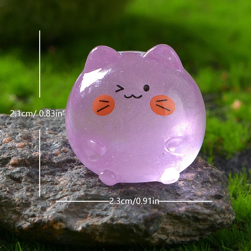 5-50pcs  Mini Cartoon Cat Luminous Ornament Crafts Miniature Figures Tiny Micro Landscape Home Decoration Accessories Gifts
