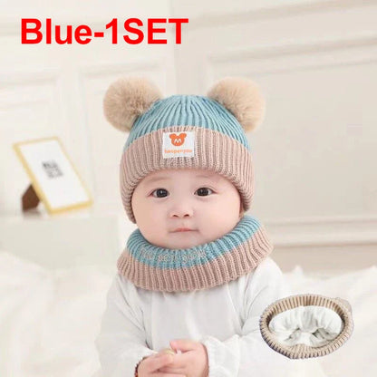 Lindos sombreros de invierno cálidos para niños y niñas, gorros de lana con dobladillo de vellón y pompón, gorros de lana sólida con protección para las orejas, gorros suaves para recién nacidos.