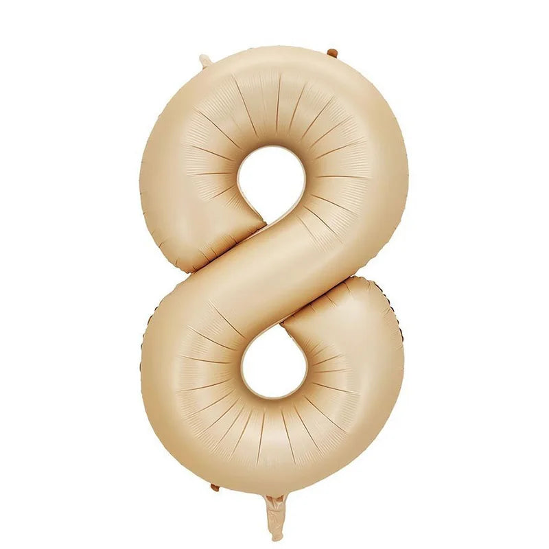 Cream Foil Number Balloons 1-9 Set | Large Digital Birthday Party Decor
