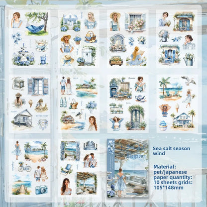 Vintage PET Washi Sticker Sheets | 10 Pack for Junk Journaling
