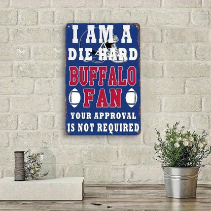 Buffalo Bills Metal Sign, Football Fan Cave Man Decor, Sports Bar Office Man Cave Wall Plaque