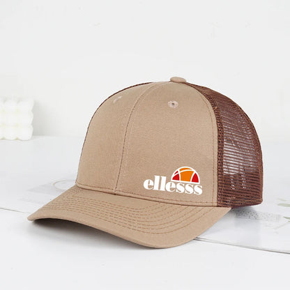 Breathable Mesh Trucker Hat with Ellessss Print | Adjustable Snapback for Outdoor Sun Protection