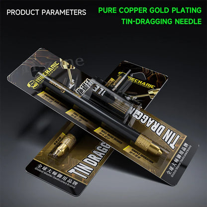 MECHANIC SW-5S Gold Plated Tin Dragging Needle Set | Ultralight Carbon Fiber Holder for FPC Connector Reballing