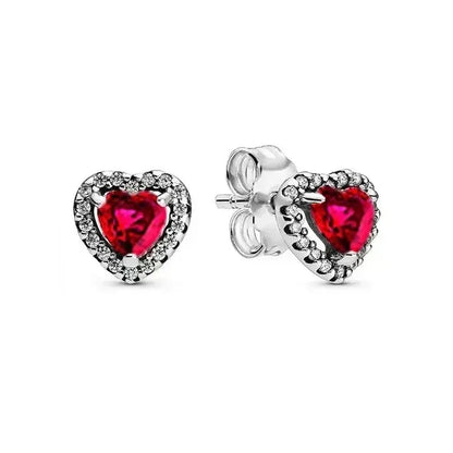 925 Sterling Silver Heart Shaped Zircon Earrings | Charming Girls Jewelry Gift