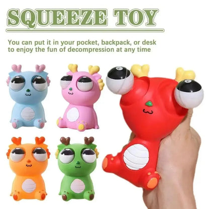 Big Eyed Dragon Squishy Toy | Pop Eyes Fidget Keychain for Stress Relief