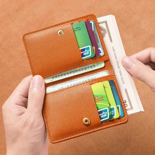 PU Leather Slim Bifold Wallet | Minimalist Credit Card & Coin Holder